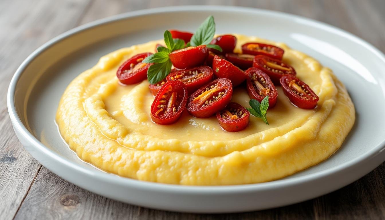 découvrez notre recette de polenta crémeuse aux tomates séchées, un plat savoureux alliant douceur et saveurs méditerranéennes, parfait pour un repas réconfortant.