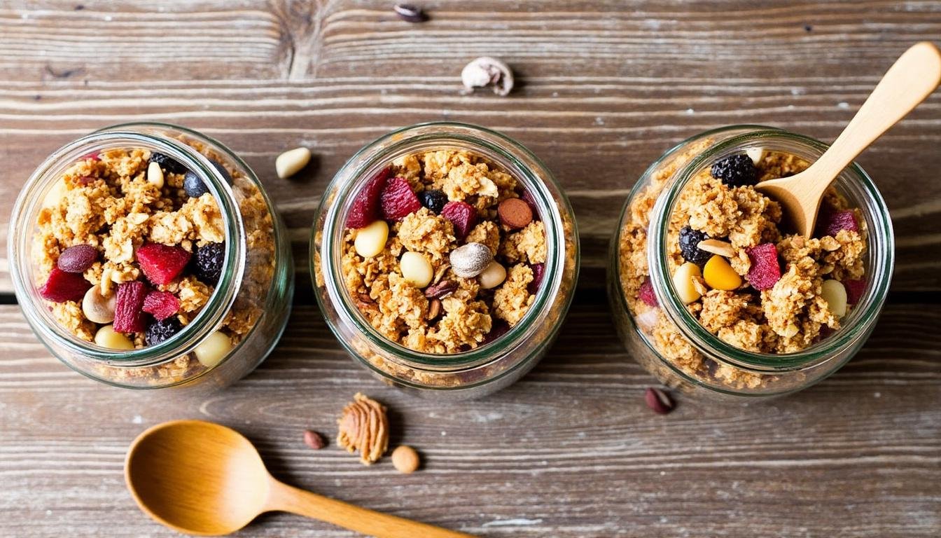 découvrez notre recette healthy de granola maison, croustillant et riche en nutriments, idéale pour un petit-déjeuner sain et gourmand. facile à préparer, personnalisable et pleine de saveurs !