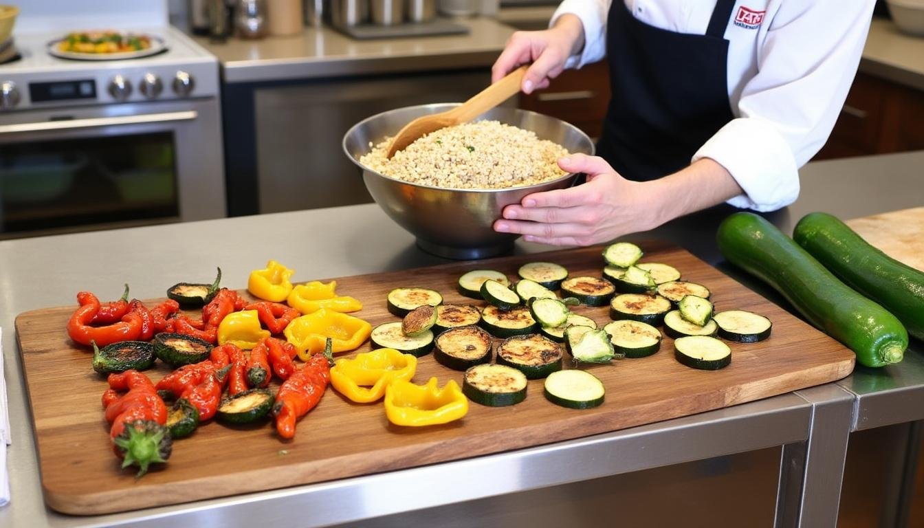 découvrez notre recette savoureuse de salade de farro aux légumes rôtis, un mélange équilibré de textures et de saveurs parfait pour un repas sain et gourmand.