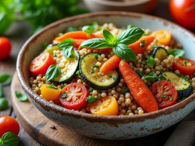Salade de farro aux légumes rôtis