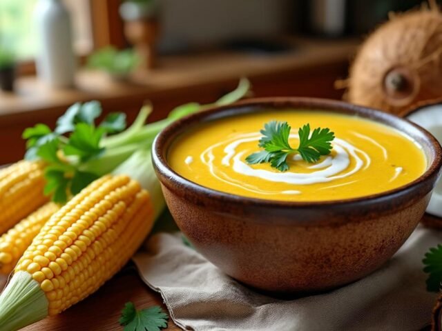 Velouté froid de maïs et lait de coco