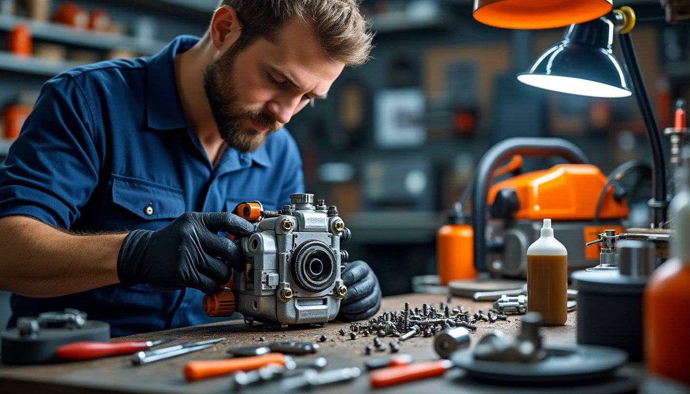 découvrez notre guide pas à pas pour le réglage des vis h et l du carburateur de votre tronçonneuse, afin d'optimiser ses performances et prolonger sa durée de vie.